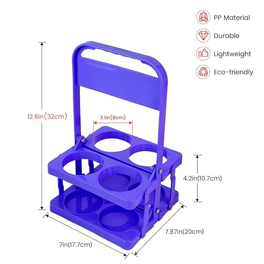 Bodaon 4 Cup Drink Carrier with Handle, Plastic Cup Carriers for Drinks, Drink Holder for Car, GrubHub/Eats Doordash Accessories, Portable Foldable Reusable Mobile, Use for Food Delivery Bag, Purple