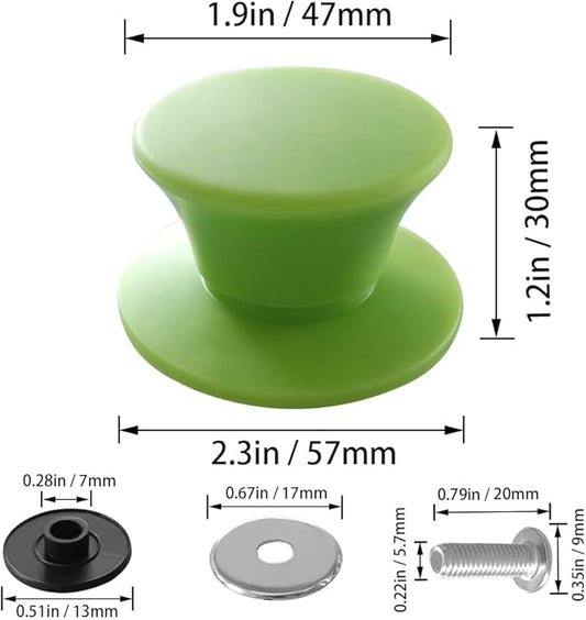 JoyTube Universal Pot Pan Lids Replacement Knob, Silicone Heat Resistant Pan Cover Holding Handles BPA Free Dishwasher Safe Fits Skillets and Kitchen Cookware (Pack of Two-Green)
