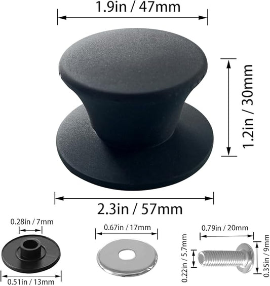 JoyTube Universal Pot Pan Lids Replacement Knob, Silicone Heat Resistant Pan Cover Holding Handles BPA Free Dishwasher Safe Fits Skillets and Kitchen Cookware (Pack of Two-Black)