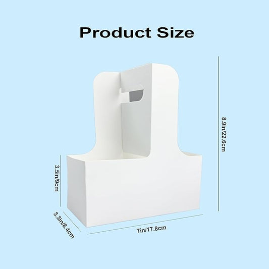 50 Pack 2-Cup Drink Carrier with Handle, Disposable White Cardboard Paper Cup Holder for Cold/Hot Drinks,Cup Carrier for Coffee or Food Delivery, Take Out Cup Carriers, Mlfklmkl