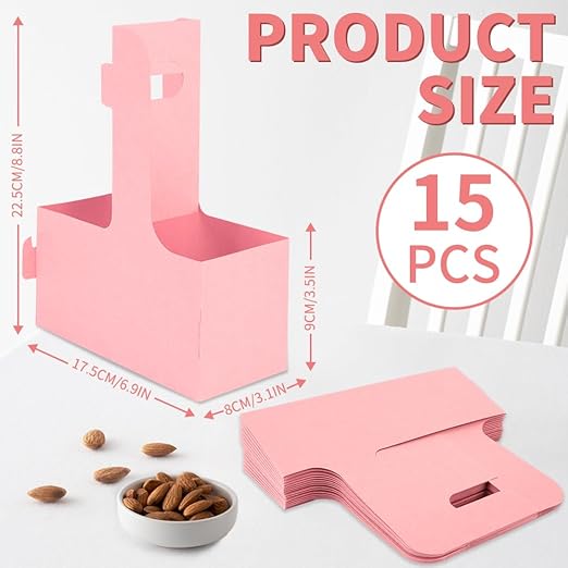 Bodaon 2 Cup Drink Carrier with Handle, 15 Pcs Cardboard Cup Holders, Disposable Drink Carriers for Delivery, Kraft Paper Coffee Cup Holder to Go, Take Out Cup Carriers for Hot/Cold Drinks