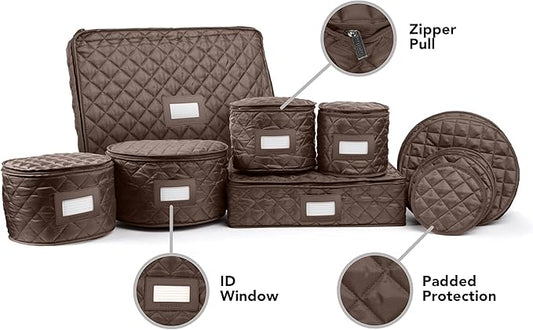 Covermates Keepsakes - Dish Storage Set - Padded Protection - ID Window - Stain Resistant - Machine Washable - China Storage, Bronze