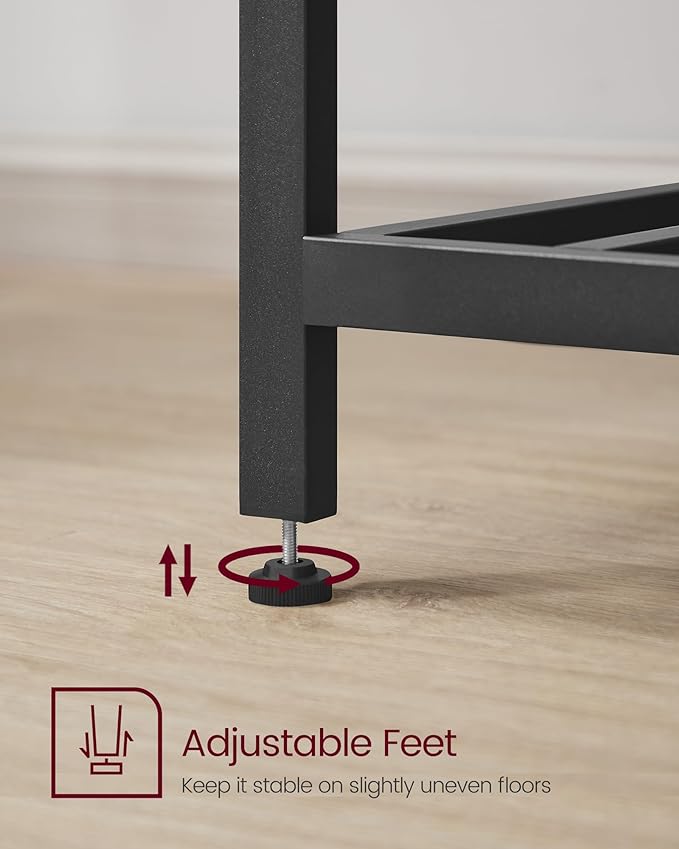 VASAGLE Kitchen Island with 3 Shelves, 39.4 Inches Width Kitchen Shelf with Large Worktop, Stable Steel Structure, Industrial, Easy to Assemble, Ebonised Oak and Black UKKI005B42