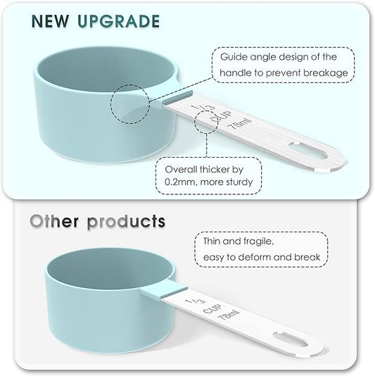 TILUCK Measuring Cups & Spoons Set, Stackable Cups and Spoons, Nesting Measure Cups with Stainless Steel Handle, Kitchen Gadgets for Cooking & Baking (Red)