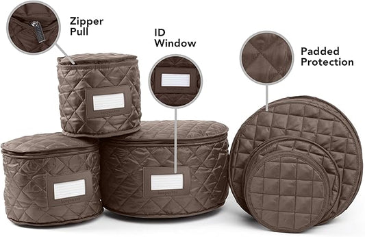 Covermates Keepsakes - Dish Storage Set - Padded Protection - ID Window - Stain Resistant - Machine Washable - China Storage, Bronze