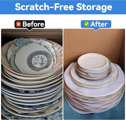 Imncya Plate China Storage Dividers, 150-Piece with 3 Different Sizes, Thick and Premium Soft Felt Plate Dividers for China, Dish, Coffee Saucers Protecting and Stacking - White