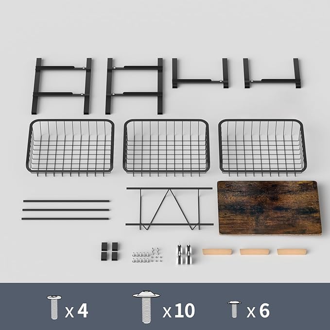 4-Layer Fruit Basket Kitchen Food Organizer and Rack, Stackable Storage Cart with Desktop, Pull-Out Hollow Metal Basket, Sliding Out Storage (Black 4-Layer Rack)