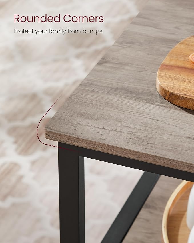 VASAGLE Kitchen Island with 3 Shelves, 39.4 Inches Width Kitchen Shelf with Large Worktop, Stable Steel Structure, Industrial, Easy to Assemble, Greige and Black UKKI005B02