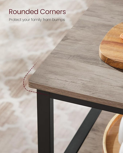 VASAGLE Kitchen Island with 3 Shelves, 39.4 Inches Width Kitchen Shelf with Large Worktop, Stable Steel Structure, Industrial, Easy to Assemble, Greige and Black UKKI005B02