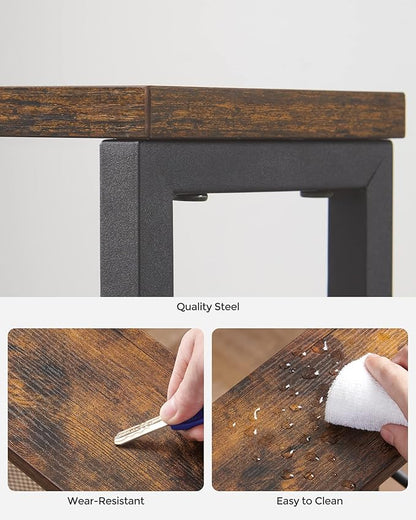 VASAGLE Slim Rolling Cart, 4-Tier Narrow Storage Cart with Handle, 5.1 Inches Deep, Metal Frame, for Kitchen, Dining Room, Living Room, Home Office, Rustic Brown and Classic Black ULRC032B01V1